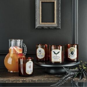 Amber Glass Halloween Apothecary Witchy Drinkware Set of 4